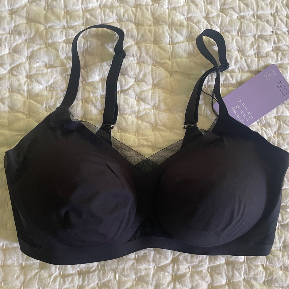 NWT Honeylove Black CrossOver Support Bra 36 B/C